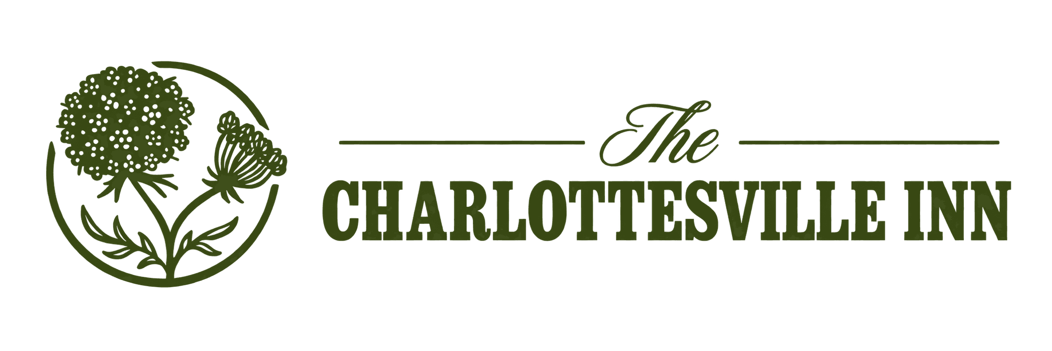 Logo of The Charlottesville Inn featuring a floral design and text in green.
